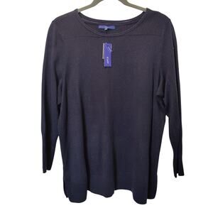 NWT Apt 9 Women's Sz 2X Navy Blue Sparkle Tunic Sweater Metallic